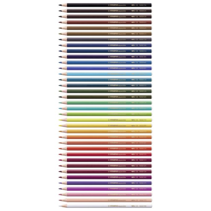 Matita colorata acquarellabile - STABILOaquacolor - Scatola in Metallo da 36 - Colori assortiti