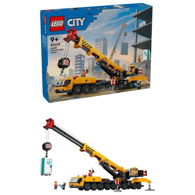 LEGO City Gru da Cantiere Mobile Gialla Giochi Creativi per Bambini e Bambine da 9 Anni con Veicolo Giocattolo da Cantiere con Funzioni Realistiche e 4 Minifigure Idea Regalo Divertente 60409