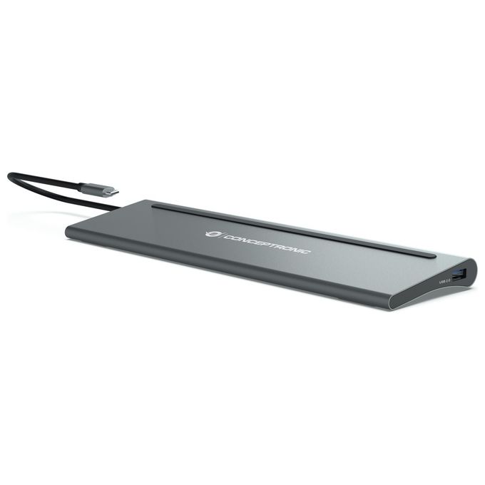 Conceptronic DONN17G Replicatore di Porte e Docking Station per Notebook Cablato USB 3.2 Gen 1 Type-C Grigio
