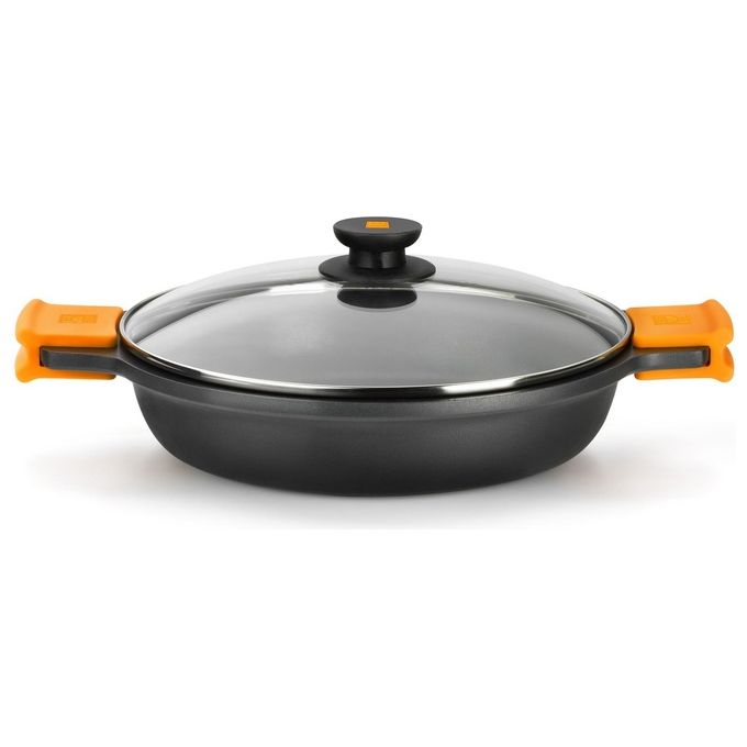 Casseruola bassa antiaderente con coperchio e 2 manici in silicone Diametro 40 cm