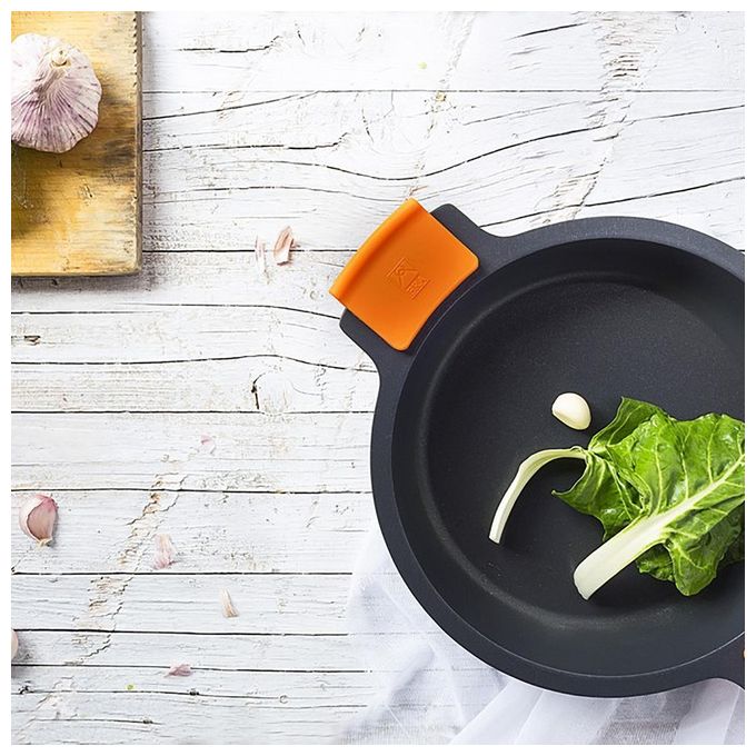 Casseruola bassa antiaderente con coperchio e 2 manici in silicone Diametro 40 cm