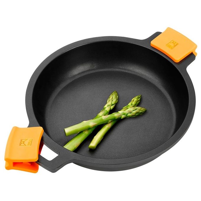 Casseruola bassa antiaderente con coperchio e 2 manici in silicone Diametro 40 cm