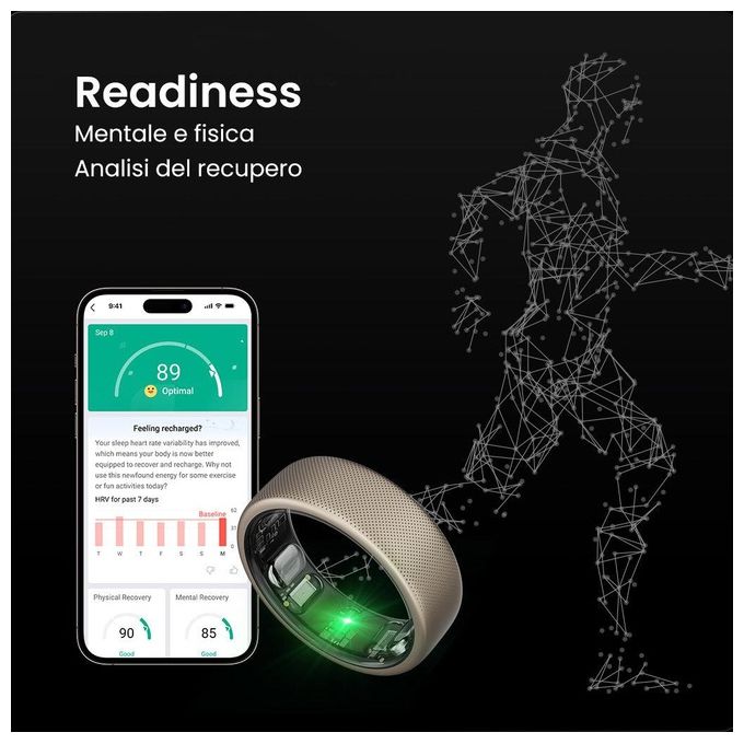 AMAZFIT Helio Ring Taglia 10 Sport and Salute Titanium