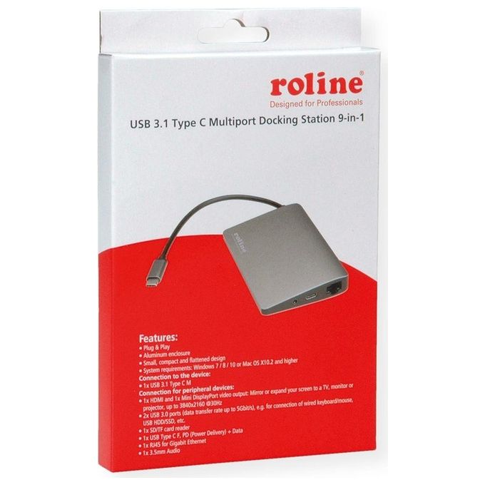Nilox RO12.02.1021 Replicatore di Porte e Docking Station per Notebook Cablato Usb 3.2 Gen 2 Type-C Grigio
