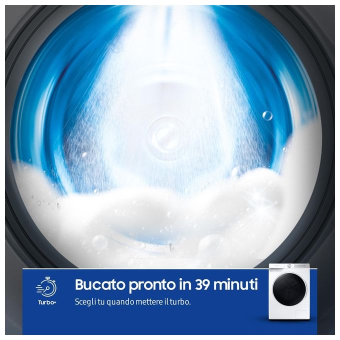 Samsung WW90T734DWH Lavatrice Carica Frontale AI Control UltraWash Classe energetica A Capacita' di carico 9 Kg Centrifuga 1400 giri Motore Digital Inverter Vapore Igenizzante Ecodosatore Ecolavaggio