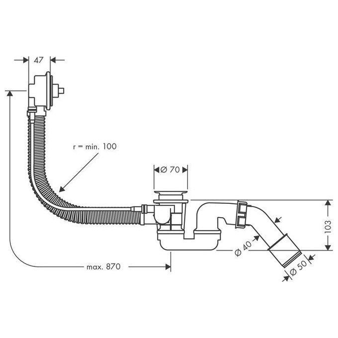 Hansgrohe Flexaplus 58141 Colonna Scarico Vasca Senza Finitura