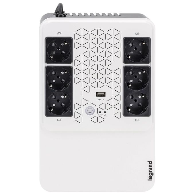 Legrand UPS BTicino 310082 Gruppo di Continuita' New Keor Multiplug con Caricatore USB 800 VA-480W 6 Prese Multistandard