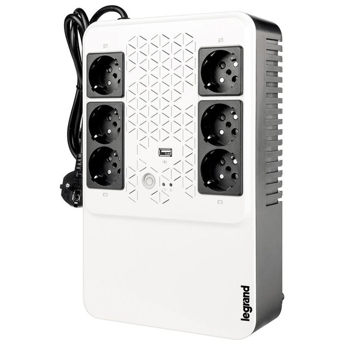 Legrand UPS BTicino 310082 Gruppo di Continuita' New Keor Multiplug con Caricatore USB 800 VA-480W 6 Prese Multistandard