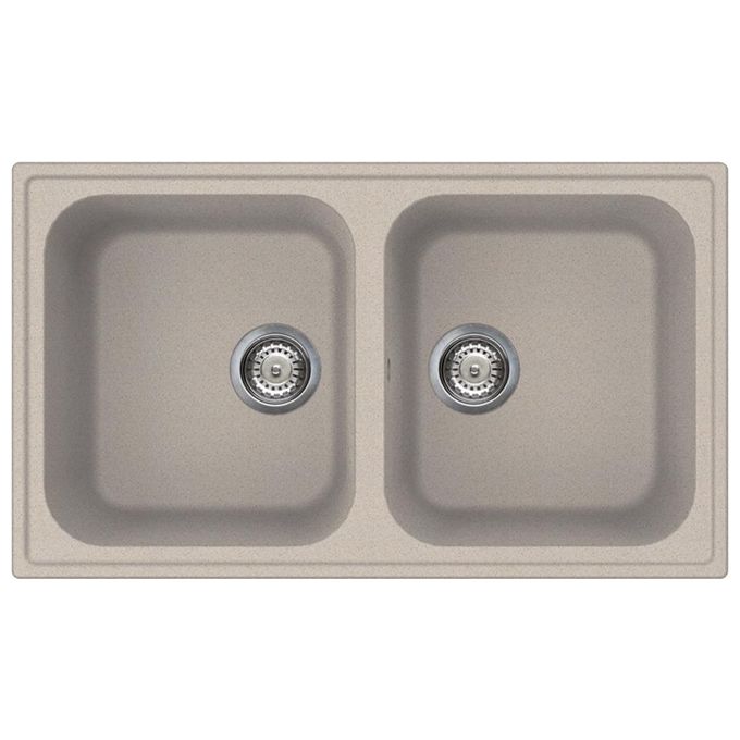 Smeg LZ862AV2 Lavello Sintetico da Incasso Standard Estetica Universale 2 Vasche + Gocciolatoio Reversibile 86 cm Avena
