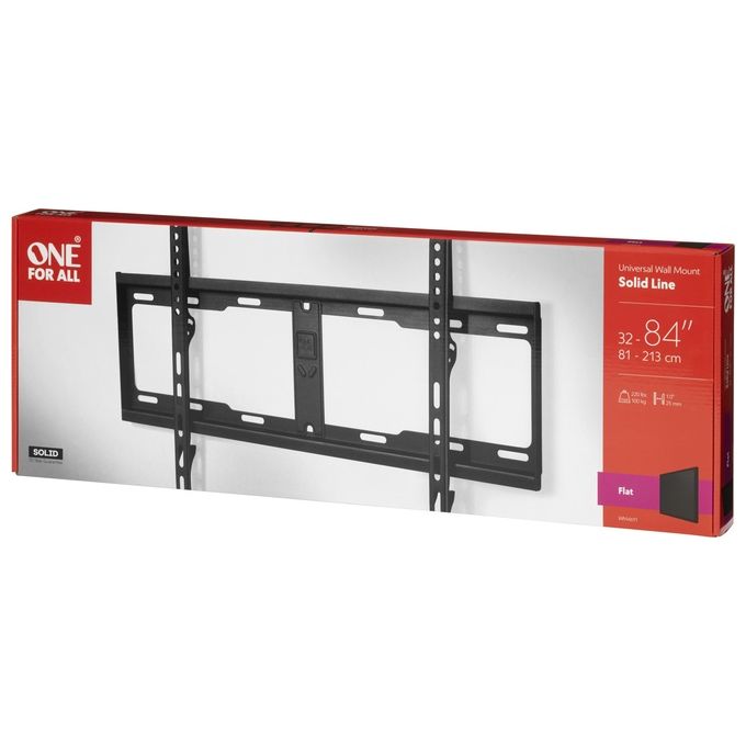 One For All WM4611 Supporto da Parete per Tv Montaggio a Muro Fisso Dimensioni Schermo 32-84'' Massimo Peso 100kg Nero