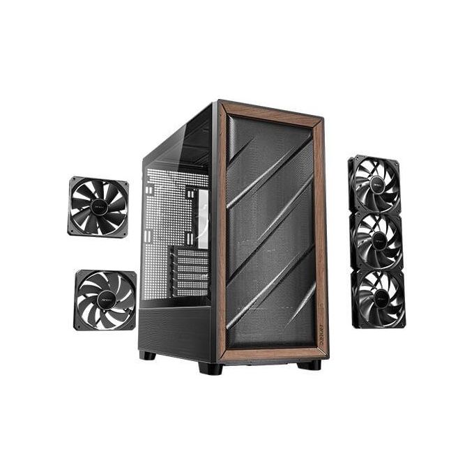 Antec Flux Wood 5 Ventole Pwm Incluse Pannello Frontale ad Alto Flusso d'aria con Legno di Noce Type-C Radiatore da 420mm e Supporto per Scheda Madre con Connessione Posteriore