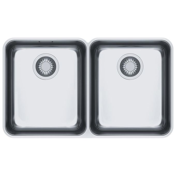 Franke ANX 120 Aton Lavello Acciaio Inox Spazzolato da incasso Sottotop 2 Vasche 77x45cm 122.0536.341