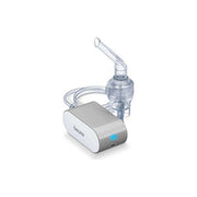 Beurer IH 58 – Aerosol a pistone con microcompressore, velocita' di nebulizzazione 0,25 ml-min, ampolla a capacita' standard, accessori inclusi, dispositivo compatto e silenzioso, uso familiare (adulto e pediatrico), alimentazione a rete, colore Bianco