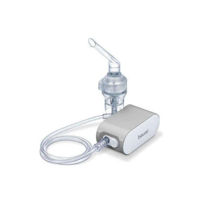 Beurer IH 58 – Aerosol a pistone con microcompressore, velocita' di nebulizzazione 0,25 ml-min, ampolla a capacita' standard, accessori inclusi, dispositivo compatto e silenzioso, uso familiare (adulto e pediatrico), alimentazione a rete, colore Bianco
