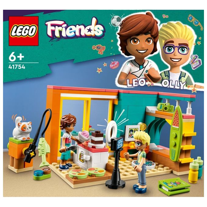 LEGO Friends 41754 La Cameretta di Leo, Set Camera da Letto a Tema Cucina e Video Making, Giochi per Bambini 6+ da Collezione