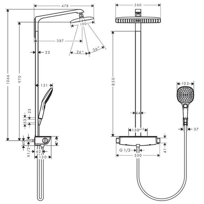 Hansgrohe Raind.27112 Colonna Doccia Kb 360 Cromo