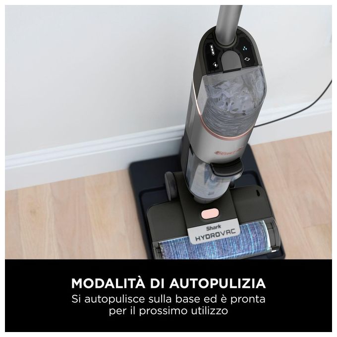 Shark WD210EU HydroVac Aspirapolvere e Lavapavimenti senza filo con Spazzola Antimicrobica e Liquido Multisuperficie Grigio