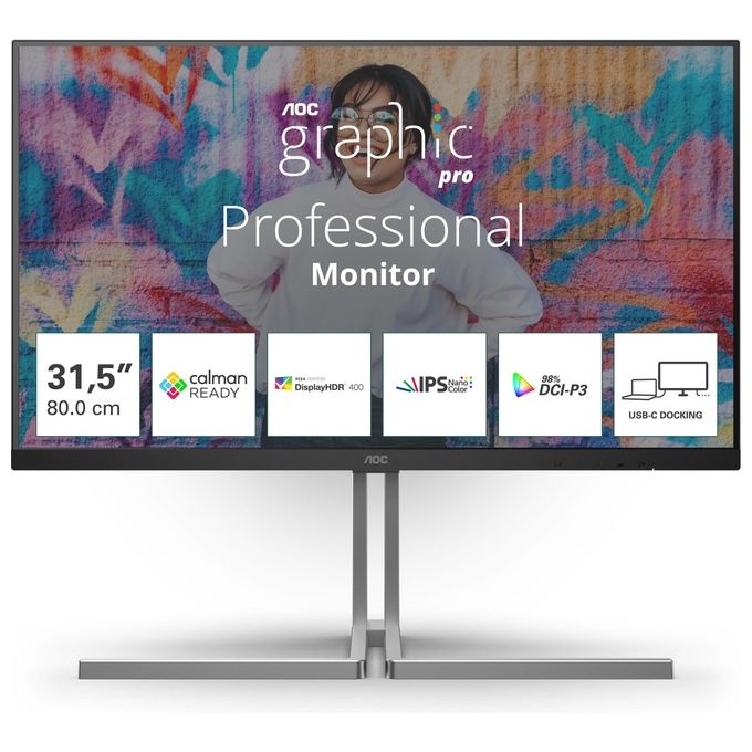 AOC U32U3CV Monitor PC 31.5'' 3840x2160 Pixel 4K Ultra HD LCD Nero