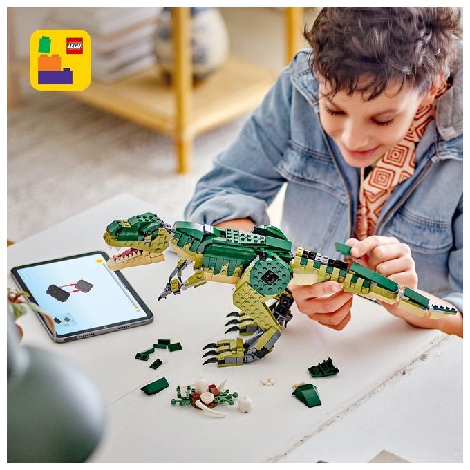 LEGO Creator 3 in 1 T. Rex Dinosauro Giocattolo Trasformabile in 3 Modellini Snodabili come Triceratopo e Pterodattilo Giochi per Bambini e Bambine da 9 Anni Idea Regalo di Compleanno 31151