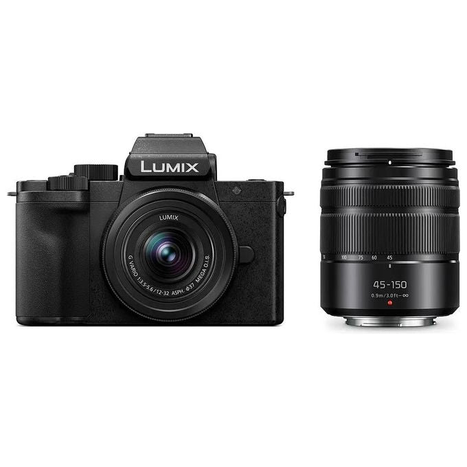 Panasonic Lumix DC-G100DWEGK Fotocamera Mirrorless Micro Quattro Terzi con Obiettivi Lumix G Vario 12-32mm F3.5-5.6 e 35-100mm F4-5.6 203MP Video 4K 30p e FHD 60