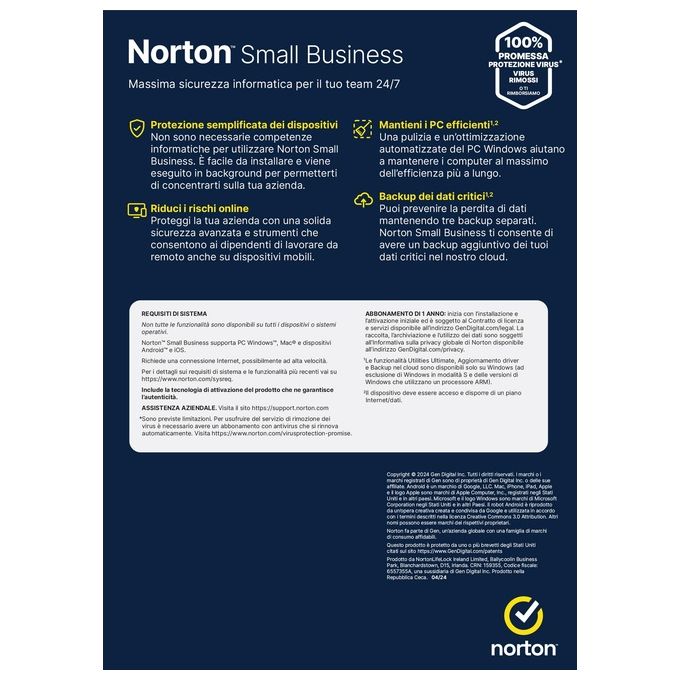 Norton Small Business 250Gb IT 1 User 6 Device 12 Mesi Box
