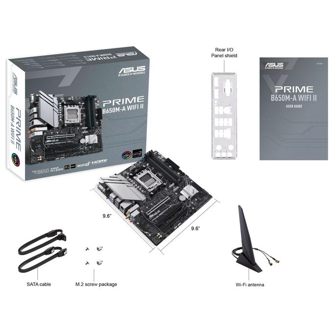 ASUS PRIME B650M-A WIFI II AMD B650 Presa di Corrente AM5 micro ATX