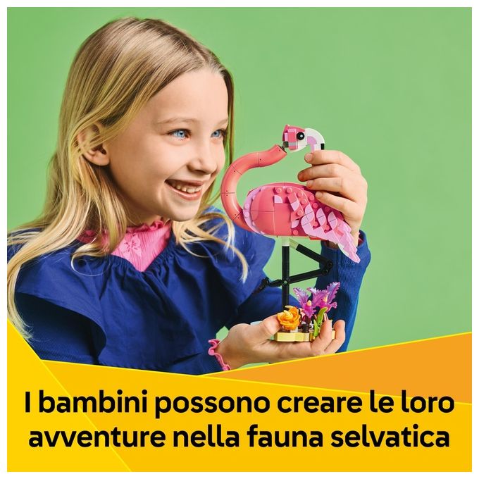 LEGO Creator 3 in 1 Animali Selvatici: Fenicottero Rosa Giocattolo - Si Trasforma in Uccello Cacatua o in Axolotl - Animali da Costruire per Bambini e Bambine da 8 Anni - Regalo di Compleanno 31170