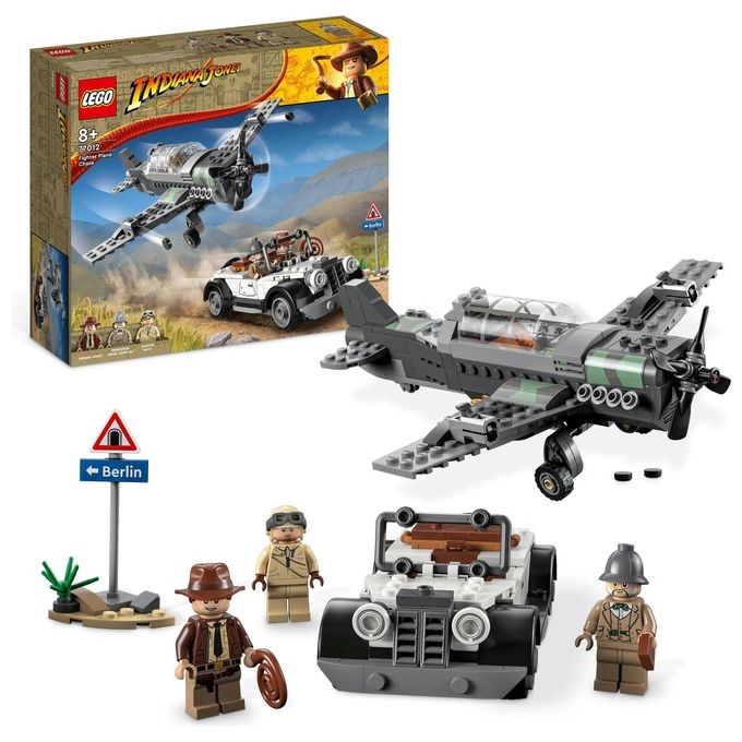 LEGO Indiana Jones 77012 L'Inseguimento dell'Aereo a Elica, Modello Aeroplano e Macchina Giocattolo dal film l'Ultima Crociata