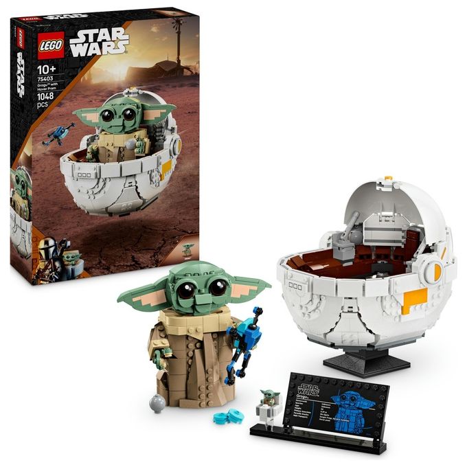 LEGO 75403 Star Wars Grogu con Carrozzina Hover 1048 pezzi con minifigure e accessori colore Nero