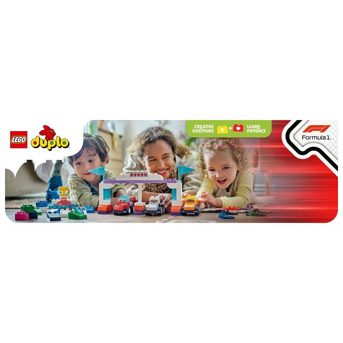 LEGO 10445 DUPLO Town Set da Costruzione Auto da Corsa e Piloti Team F1 70 pezzi colore Multicolore