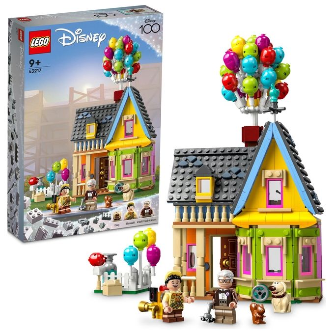 LEGO Disney e Pixar 43217 Casa di “Up'', Modellino con Palloncini e Figure di Carl, Russell e Dug, Set Disney 100° Anniversario