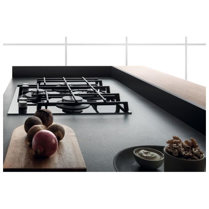 Hotpoint HAGS 61F-BK Piano Cottura a Gas in  Vetroceramica 4 Zone My Menu Flame Control 9 livelli di potenza Griglie in ghisa 60 cm Nero