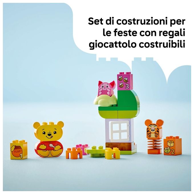 LEGO DUPLO - Disney Festa di Compleanno di Winnie the Pooh - Giocattolo Educativo con Personaggi con Doppio Volto e Casa sull'Albero Giochi Didattici per Bambini e Bambine da 18 Mesi in su - 10457