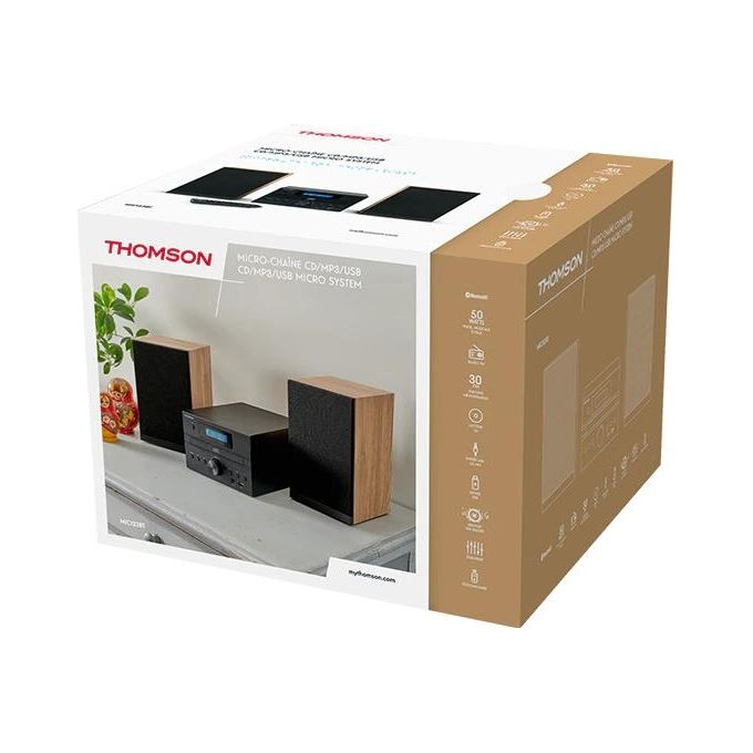 Thomson Micro Sound System Bt Radio Fm cd mp3 usb Black Wood Finish Mic123bt