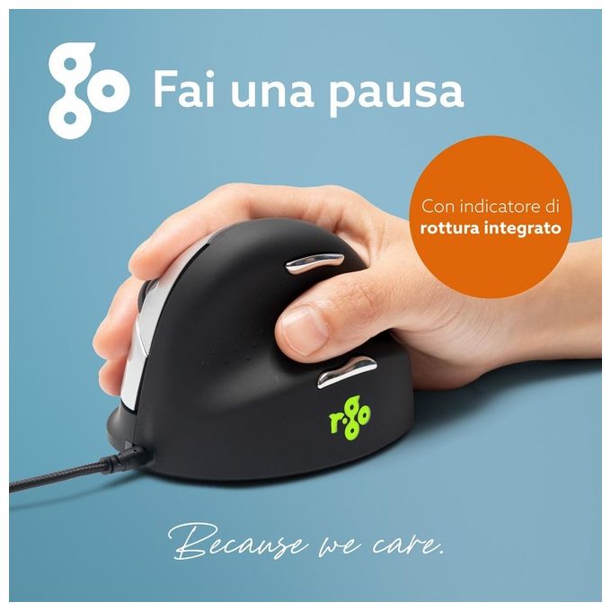 R-Go Tools R-Go HE Mouse Ergonomico Medio (165-195mm) Destrorso Cablato