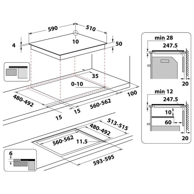 Whirlpool WB B8360 NE Piano Cottura ad Induzione 4 Zone 59 cm Nero
