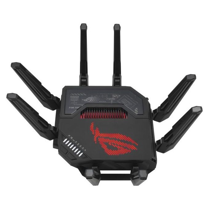 ASUS ROG Rapture GT-BE98 Router WiFi 7 Quad Band 320 MHz 4096-QAM Multi-link Doppie porte 10G WAN di backup Sicurezza di Rete supporto AiMesh Nero