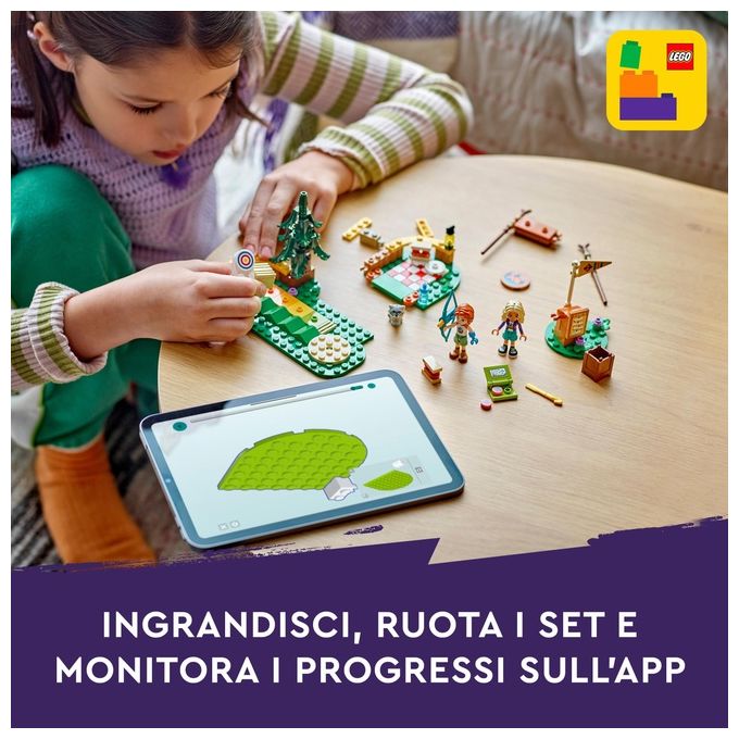 LEGO Friends Tiro con l'Arco al Campo Avventure Giochi Sportivi per Bambine e Bambini da 6 Anni in su con Arco e Frecce Giocattolo 2 Mini Bamboline e un Procione Idee Regalo di Compleanno 42622