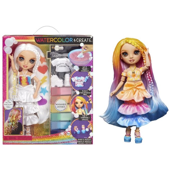 MGA Entertainment Bambola Rainbow High Watercolor e Create Fashion Doll Brown Eyes