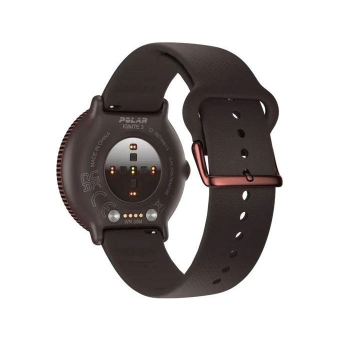 Polar Ignite 3 Titanium 1.28'' Amoled GPS Sport Salute Notifiche Pelle Bronzo + Silicone Nero