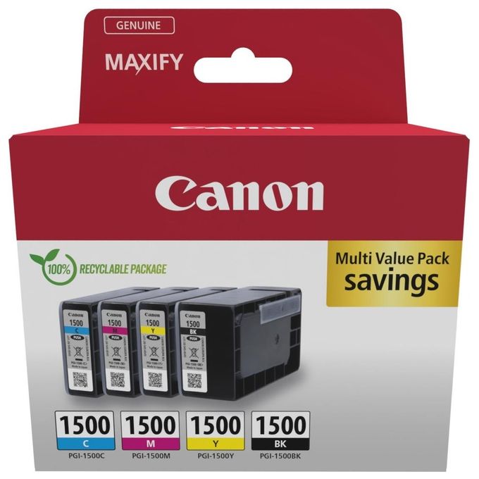 Canon PGI-1500 BK-C-M-Y Cartuccia D'inchiostro Confezione Multipla