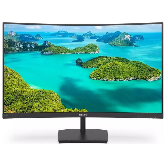 Philips 241E1SC 24'' Monitor Curvo AMD Freesync 75 Hz LED VA FHD, 4ms, 3 Side Frameless, Low Blue Mode, Flicker Free, HDMI, VGA, VESA, Nero