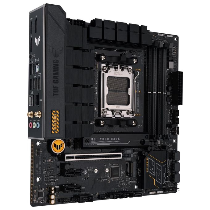 ASUS TUF GAMING B650M-E WIFI Scheda madre AMD mATX 82 DrMOS DDR5 PCIe 5.0 2 slot M.2 Wi-Fi 6 Ethernet Realtek 2.5Gb 2 DisplayPort HDMI USB Type-C Cancellazione del rumore AI e Aura Sync