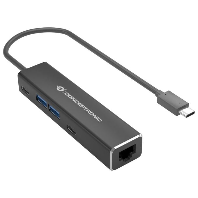 Conceptronic ABBY13B Replicatore di Porte e Docking Station per Laptop Cablato USB 3.2 Gen 1 Type-C Grigio
