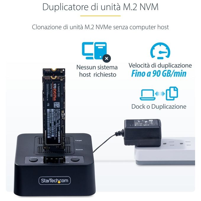 StarTech.com Duplicatore di Unita' M.2 Nvme 1:1 Cavi Usb-C-A Inclusi