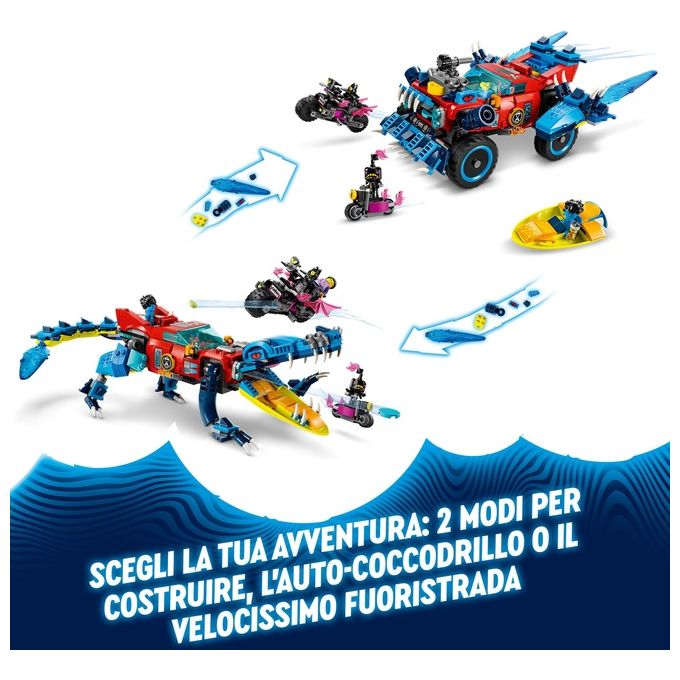 LEGO DREAMZzz 71458 Auto-Coccodrillo, Giocattolo 2in1 da Monster Truck a Macchina-Animale con Jayden e il Cacciatore Notturno