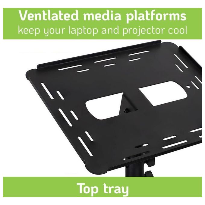Techly 362145 Carrello per Proiettore Notebook Regolabile con Mensola Nero