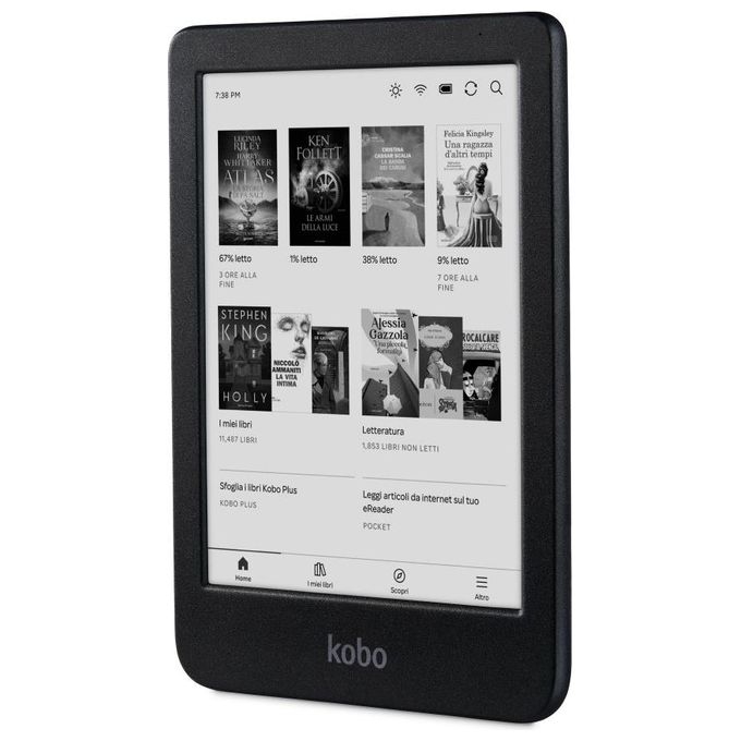 Kobo Clara BW eReader Display HD 6'' antiriflesso E Ink Carta 1300 Modalita' Scura Impermeabile 16Gb multiformato Nero