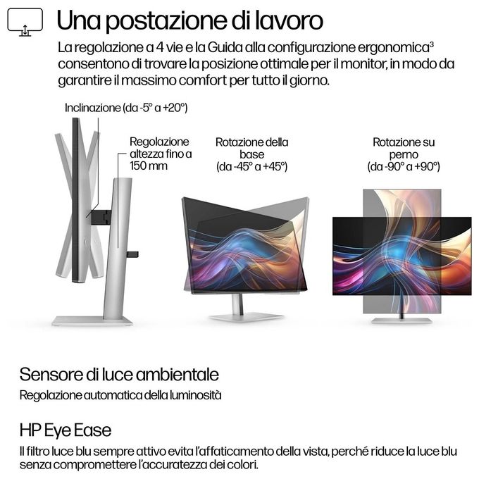 HP 727pq Series 7 Pro monitor LED 27'' 2560 x 1440 QHD @ 120 Hz IPS Black 400 cd-m² 2000:1 DisplayHDR 400 5 ms HDMI DisplayPort nero argento