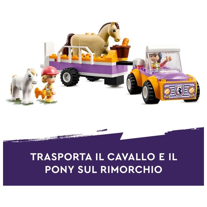 LEGO Friends 42634 Rimorchio con Cavallo e Pony, Giocattolo per la Cura degli Animali con 2 Mini Bamboline, Giochi Bambini 4+